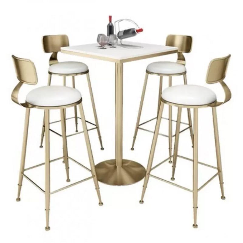 Glam Bar Pub Table Set 1/2/3/5 Pieces Bar Table and Stools for Living Room 5 Pieces: 1 Gold Table, 4 Stools Clearhalo 'Bar Furniture' 'furn' 'furn_home_bar_bar_sets' 'Furniture' 'Home Bars & Bar Sets' 'home_bar_bar_sets' 'Kitchen & Dining Furniture' 6105933