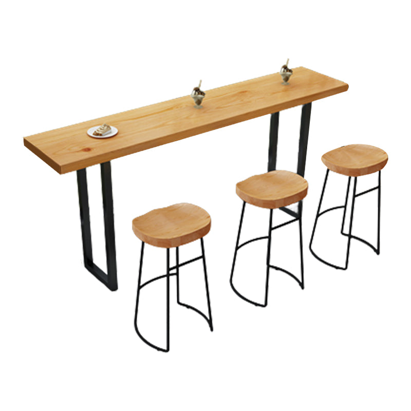 1/2/4/7/9 Pieces Industrial Rectangular Pub Table Set Wooden Counter Table Set 4 Pieces: Table, 3 Black Stools Clearhalo 'Bar Furniture' 'furn' 'furn_home_bar_bar_sets' 'Furniture' 'Home Bars & Bar Sets' 'home_bar_bar_sets' 'Kitchen & Dining Furniture' 6106013