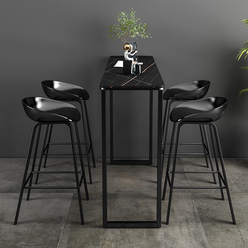 1/2/3/5 Pieces Bar Table and Stools Industrial Bar Pub Table Set 5 Pieces: Black Table, 4 Black Stools Clearhalo 'Bar Furniture' 'furn' 'furn_home_bar_bar_sets' 'Furniture' 'Home Bars & Bar Sets' 'home_bar_bar_sets' 'Kitchen & Dining Furniture' 6106035