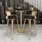 Glam Bar Pub Table Set 1/3/5 Pieces Bar Table and Stools for Dining Room 5 Pieces: 1 Black Gold Table, 4 Black Stools Clearhalo 'Bar Furniture' 'furn' 'furn_home_bar_bar_sets' 'Furniture' 'Home Bars & Bar Sets' 'home_bar_bar_sets' 'Kitchen & Dining Furniture' 6106080