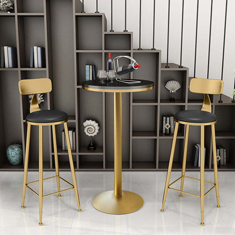 Glam Bar Pub Table Set 1/3/5 Pieces Bar Table and Stools for Dining Room 3 Pieces: 1 Black Gold Table, 2 Black Gold Stools Clearhalo 'Bar Furniture' 'furn' 'furn_home_bar_bar_sets' 'Furniture' 'Home Bars & Bar Sets' 'home_bar_bar_sets' 'Kitchen & Dining Furniture' 6106084