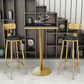 Glam Bar Pub Table Set 1/3/5 Pieces Bar Table and Stools for Dining Room 3 Pieces: 1 Black Table, 2 Black Gold Stools Clearhalo 'Bar Furniture' 'furn' 'furn_home_bar_bar_sets' 'Furniture' 'Home Bars & Bar Sets' 'home_bar_bar_sets' 'Kitchen & Dining Furniture' 6106093