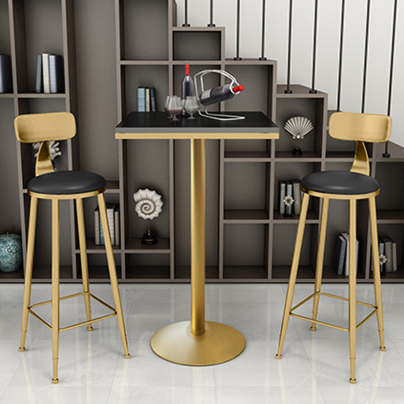 Glam Bar Pub Table Set 1/3/5 Pieces Bar Table and Stools for Dining Room 3 Pieces: 1 Black Table, 2 Black Gold Stools Clearhalo 'Bar Furniture' 'furn' 'furn_home_bar_bar_sets' 'Furniture' 'Home Bars & Bar Sets' 'home_bar_bar_sets' 'Kitchen & Dining Furniture' 6106093