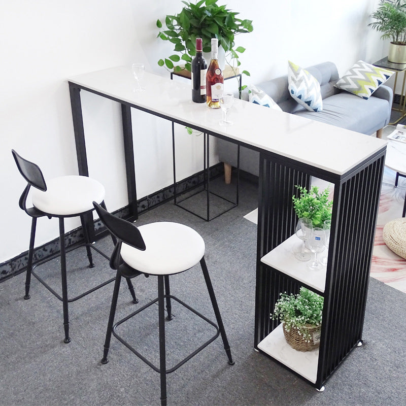 Glam Style Fixed Bar Table 1/2/3 Pieces Faux Marble Rectangle Counter Table Clearhalo 'Bar Furniture' 'furn' 'furn_home_bar_bar_sets' 'Furniture' 'Home Bars & Bar Sets' 'home_bar_bar_sets' 'Kitchen & Dining Furniture' 6106119