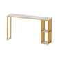 Glam Style Fixed Bar Table 1/2/3 Pieces Faux Marble Rectangle Counter Table White-Gold 71"L x 16"W Clearhalo 'Bar Furniture' 'furn' 'furn_home_bar_bar_sets' 'Furniture' 'Home Bars & Bar Sets' 'home_bar_bar_sets' 'Kitchen & Dining Furniture' 6106120