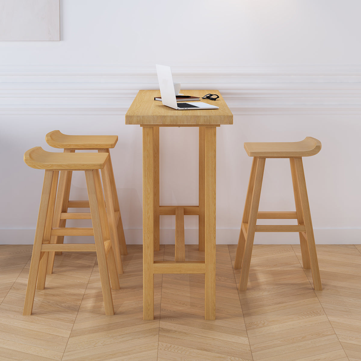 Natural Bar Table Set 1/4 Pieces Rectangle Solid Wood Counter Table Set Clearhalo 'Bar Furniture' 'furn' 'furn_home_bar_bar_sets' 'Furniture' 'Home Bars & Bar Sets' 'home_bar_bar_sets' 'Kitchen & Dining Furniture' 6106186