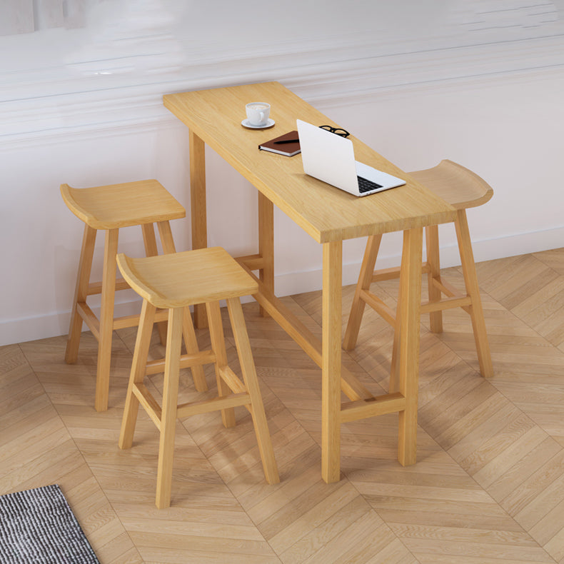 Natural Bar Table Set 1/4 Pieces Rectangle Solid Wood Counter Table Set Clearhalo 'Bar Furniture' 'furn' 'furn_home_bar_bar_sets' 'Furniture' 'Home Bars & Bar Sets' 'home_bar_bar_sets' 'Kitchen & Dining Furniture' 6106187