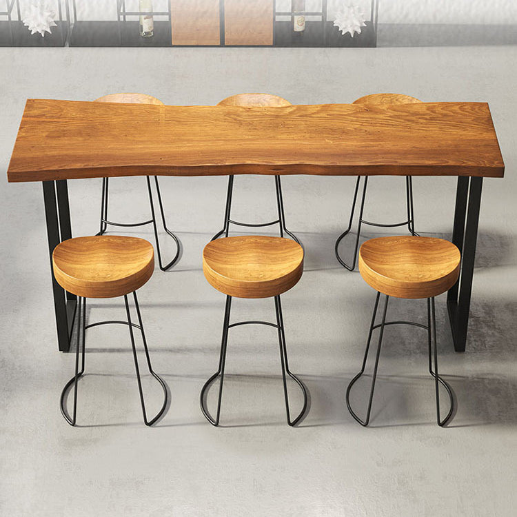 Industrial Rectangle Bar Table Set 1/6 Pieces Solid Wood Fixed Counter Table Clearhalo 'Bar Furniture' 'furn' 'furn_home_bar_bar_sets' 'Furniture' 'Home Bars & Bar Sets' 'home_bar_bar_sets' 'Kitchen & Dining Furniture' 6106226