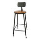 Industrial Rectangle Bar Table Set 1/6 Pieces Solid Wood Fixed Counter Table Black-Brown 30"H Stool (Single) Clearhalo 'Bar Furniture' 'furn' 'furn_home_bar_bar_sets' 'Furniture' 'Home Bars & Bar Sets' 'home_bar_bar_sets' 'Kitchen & Dining Furniture' 6106228