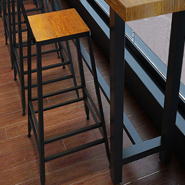 Industrial Rectangle Bar Table Set 1/6 Pieces Solid Wood Fixed Counter Table Clearhalo 'Bar Furniture' 'furn' 'furn_home_bar_bar_sets' 'Furniture' 'Home Bars & Bar Sets' 'home_bar_bar_sets' 'Kitchen & Dining Furniture' 6106235