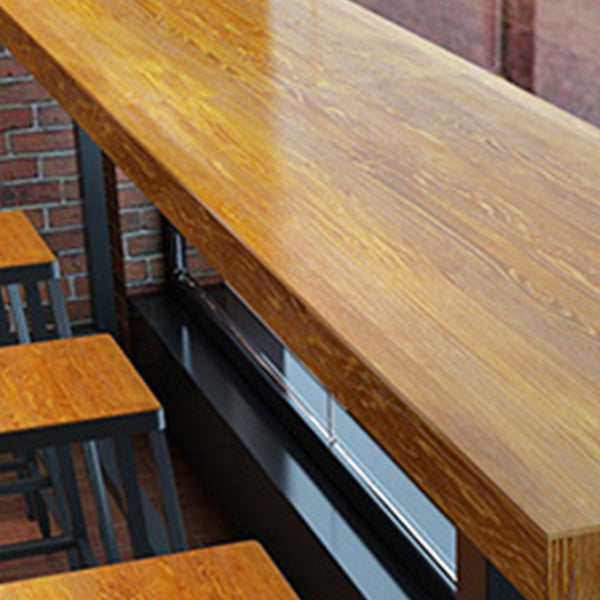 Industrial Rectangle Bar Table Set 1/6 Pieces Solid Wood Fixed Counter Table Clearhalo 'Bar Furniture' 'furn' 'furn_home_bar_bar_sets' 'Furniture' 'Home Bars & Bar Sets' 'home_bar_bar_sets' 'Kitchen & Dining Furniture' 6106236