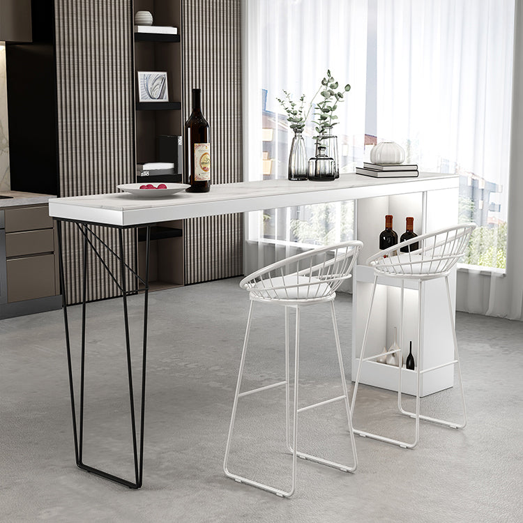 Industrial Rectangular Bar Pub Table Set 1/2/3 Pieces Bar Table and Stools 2 Pieces: 1 White Black Table, 2 Matte White Stool Clearhalo 'Bar Furniture' 'furn' 'furn_home_bar_bar_sets' 'Furniture' 'Home Bars & Bar Sets' 'home_bar_bar_sets' 'Kitchen & Dining Furniture' 6106252