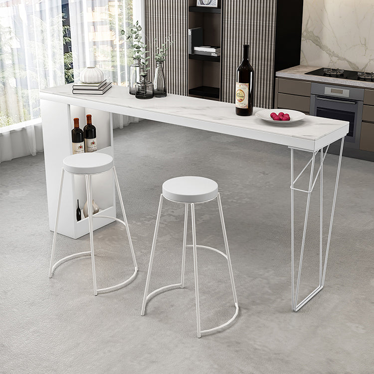 Industrial Rectangular Bar Pub Table Set 1/2/3 Pieces Bar Table and Stools 3 Pieces: White Table, 2 White Stools Clearhalo 'Bar Furniture' 'furn' 'furn_home_bar_bar_sets' 'Furniture' 'Home Bars & Bar Sets' 'home_bar_bar_sets' 'Kitchen & Dining Furniture' 6106254