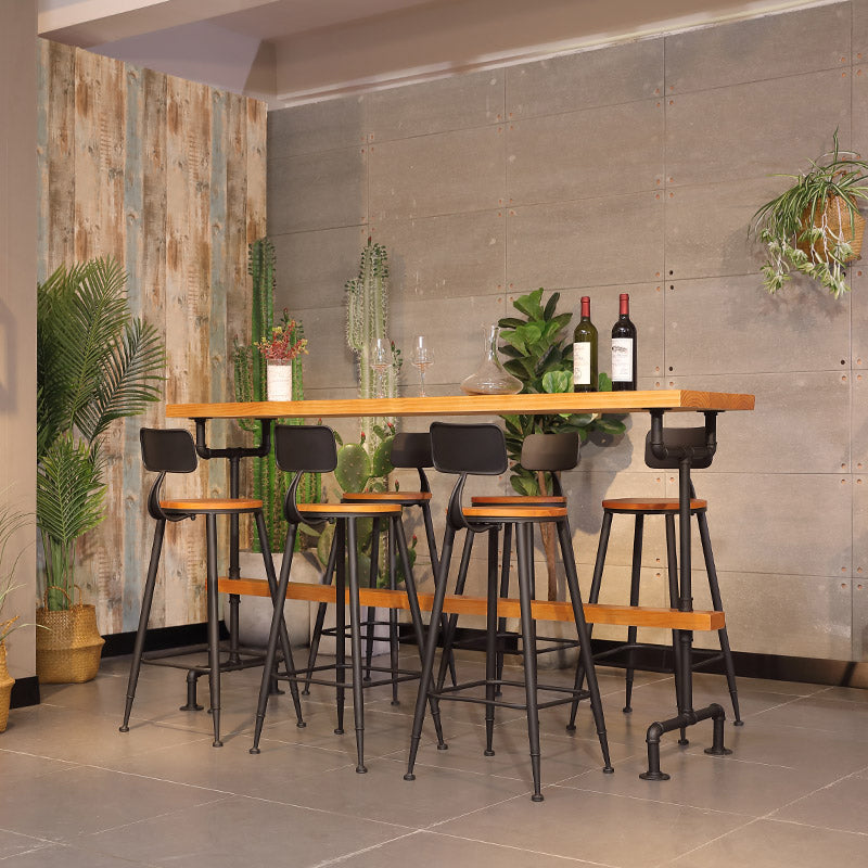 Massivholz-Bartisch-Set, moderner rechteckiger 1/2/7-teiliger Thekentisch