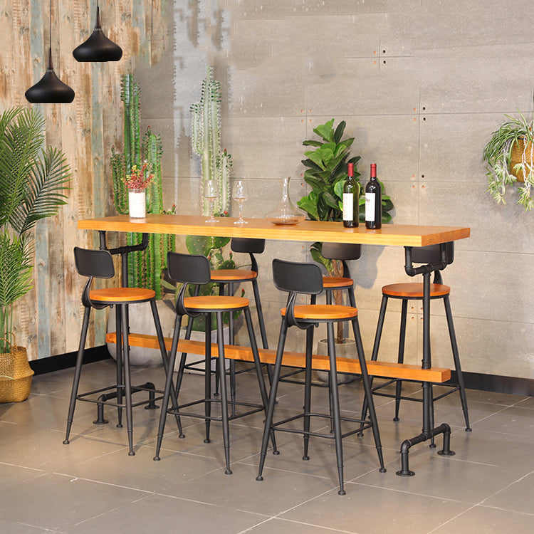 Massivholz-Bartisch-Set, moderner rechteckiger 1/2/7-teiliger Thekentisch