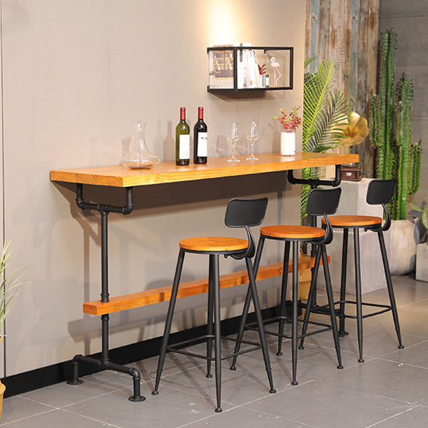 Massivholz-Bartisch-Set, moderner rechteckiger 1/2/7-teiliger Thekentisch