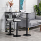 Glam Style Bar Table 1/3 Pieces Faux Marble Counter Table with Upholstered Stools 3 Pieces: Black Table, 2 White Stools Clearhalo 'Bar Furniture' 'furn' 'furn_home_bar_bar_sets' 'Furniture' 'Home Bars & Bar Sets' 'home_bar_bar_sets' 'Kitchen & Dining Furniture' 6106307