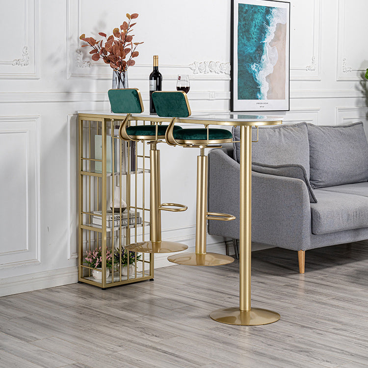 Glam Style Bar Table 1/3 Pieces Faux Marble Counter Table with Upholstered Stools Clearhalo 'Bar Furniture' 'furn' 'furn_home_bar_bar_sets' 'Furniture' 'Home Bars & Bar Sets' 'home_bar_bar_sets' 'Kitchen & Dining Furniture' 6106308