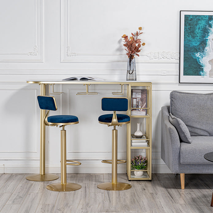 Glam Style Bar Table 1/3 Pieces Faux Marble Counter Table with Upholstered Stools Clearhalo 'Bar Furniture' 'furn' 'furn_home_bar_bar_sets' 'Furniture' 'Home Bars & Bar Sets' 'home_bar_bar_sets' 'Kitchen & Dining Furniture' 6106318