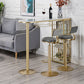Glam Style Bar Table 1/3 Pieces Faux Marble Counter Table with Upholstered Stools Clearhalo 'Bar Furniture' 'furn' 'furn_home_bar_bar_sets' 'Furniture' 'Home Bars & Bar Sets' 'home_bar_bar_sets' 'Kitchen & Dining Furniture' 6106319