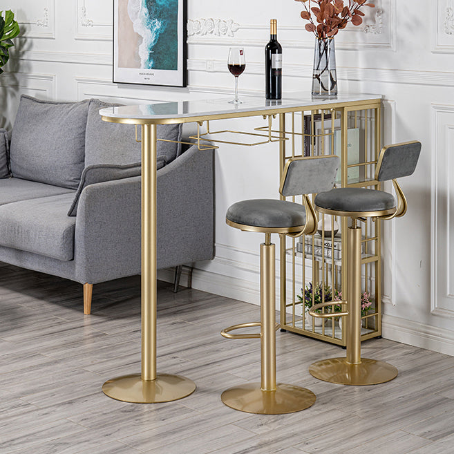 Glam Style Bar Table 1/3 Pieces Faux Marble Counter Table with Upholstered Stools Clearhalo 'Bar Furniture' 'furn' 'furn_home_bar_bar_sets' 'Furniture' 'Home Bars & Bar Sets' 'home_bar_bar_sets' 'Kitchen & Dining Furniture' 6106319
