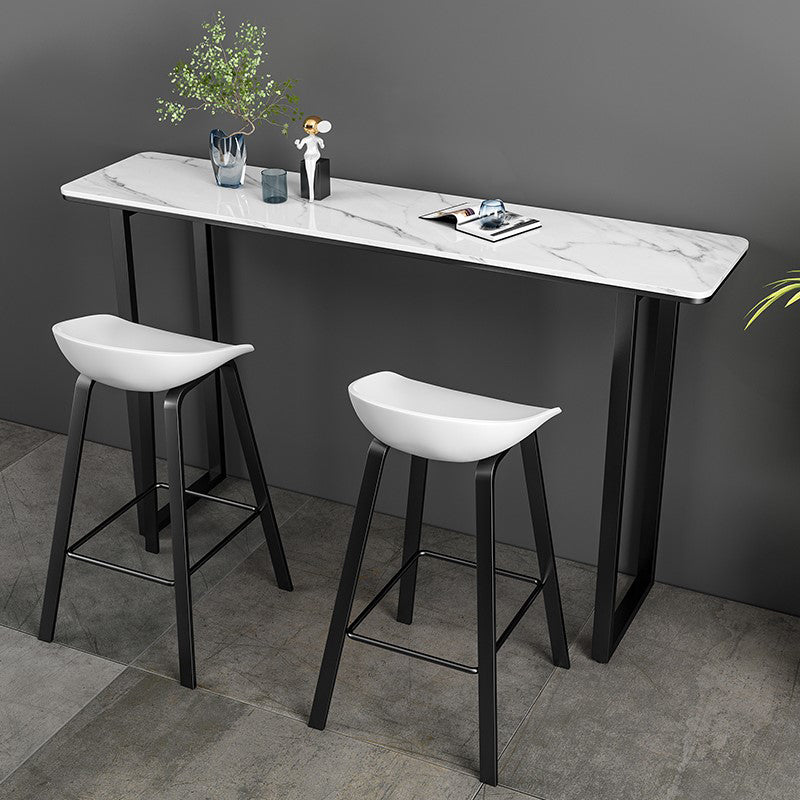 Industrial Rectangle Bar Table Set 1/2/3/5 Pieces Stone Counter Table for Indoor 3 Pieces: White Table, 2 White Stools Clearhalo 'Bar Furniture' 'furn' 'furn_home_bar_bar_sets' 'Furniture' 'Home Bars & Bar Sets' 'home_bar_bar_sets' 'Kitchen & Dining Furniture' 6106343
