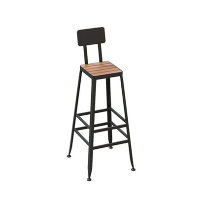 Industrial Faux Wood Pub Table Set 1/5 Pieces Bar Set with Metal Frame Brown 30"H Stool (Single) Clearhalo 'Bar Furniture' 'furn' 'furn_home_bar_bar_sets' 'Furniture' 'Home Bars & Bar Sets' 'home_bar_bar_sets' 'Kitchen & Dining Furniture' 6106553