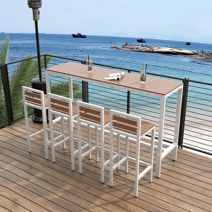 Industrial Faux Wood Pub Table Set 1/5 Pieces Bar Set with Metal Frame Clearhalo 'Bar Furniture' 'furn' 'furn_home_bar_bar_sets' 'Furniture' 'Home Bars & Bar Sets' 'home_bar_bar_sets' 'Kitchen & Dining Furniture' 6106561