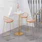 Modern 1/2/3/4 Pieces Metal Bar Table Set Round Bar Table with High Stools for Kitchen 4 Pieces: Table, 3 Pink Stools Clearhalo 'Bar Furniture' 'furn' 'furn_home_bar_bar_sets' 'Furniture' 'Home Bars & Bar Sets' 'home_bar_bar_sets' 'Kitchen & Dining Furniture' 6106667