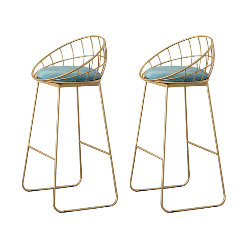 Modern 1/2/3/4 Pieces Metal Bar Table Set Round Bar Table with High Stools for Kitchen Blue 30"H Stools (Set of 2) Clearhalo 'Bar Furniture' 'furn' 'furn_home_bar_bar_sets' 'Furniture' 'Home Bars & Bar Sets' 'home_bar_bar_sets' 'Kitchen & Dining Furniture' 6106669