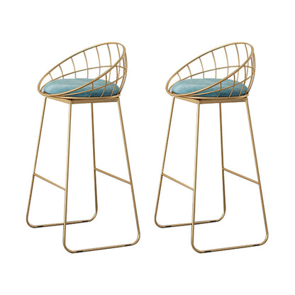 Modern 1/2/3/4 Pieces Metal Bar Table Set Round Bar Table with High Stools for Kitchen Blue 30"H Stools (Set of 2) Clearhalo 'Bar Furniture' 'furn' 'furn_home_bar_bar_sets' 'Furniture' 'Home Bars & Bar Sets' 'home_bar_bar_sets' 'Kitchen & Dining Furniture' 6106669