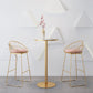 Modern 1/2/3/4 Pieces Metal Bar Table Set Round Bar Table with High Stools for Kitchen 3 Pieces: Table, 2 Pink Stools Clearhalo 'Bar Furniture' 'furn' 'furn_home_bar_bar_sets' 'Furniture' 'Home Bars & Bar Sets' 'home_bar_bar_sets' 'Kitchen & Dining Furniture' 6106670