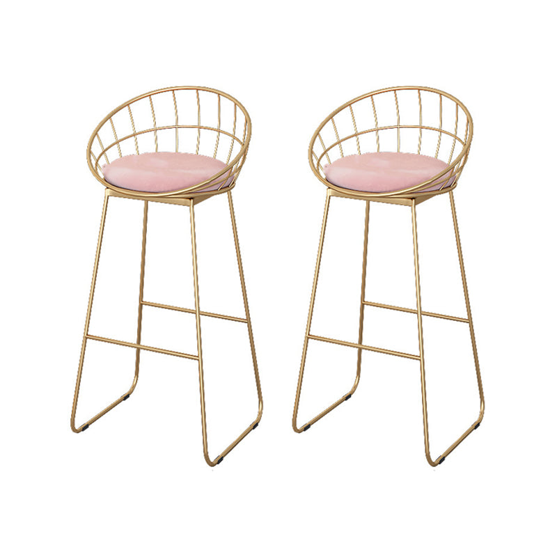 Modern 1/2/3/4 Pieces Metal Bar Table Set Round Bar Table with High Stools for Kitchen Pink 30"H Stools (Set of 2) Clearhalo 'Bar Furniture' 'furn' 'furn_home_bar_bar_sets' 'Furniture' 'Home Bars & Bar Sets' 'home_bar_bar_sets' 'Kitchen & Dining Furniture' 6106673