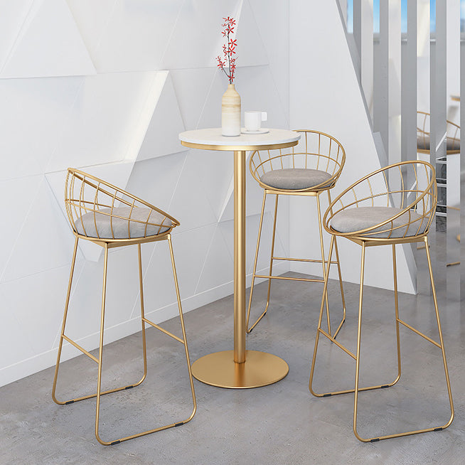Modern 1/2/3/4 Pieces Metal Bar Table Set Round Bar Table with High Stools for Kitchen 4 Pieces: Table, 3 Gray Stools Clearhalo 'Bar Furniture' 'furn' 'furn_home_bar_bar_sets' 'Furniture' 'Home Bars & Bar Sets' 'home_bar_bar_sets' 'Kitchen & Dining Furniture' 6106681