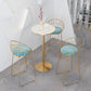 Modern 1/2/3/4 Pieces Metal Bar Table Set Round Bar Table with High Stools for Kitchen 4 Pieces: Table, 3 Blue Stools Clearhalo 'Bar Furniture' 'furn' 'furn_home_bar_bar_sets' 'Furniture' 'Home Bars & Bar Sets' 'home_bar_bar_sets' 'Kitchen & Dining Furniture' 6106682