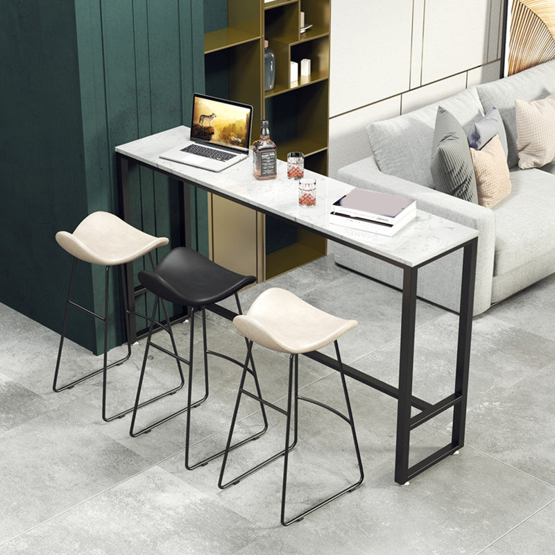 Modern Rectangle Pub Table Set 1/4 Pieces Marble Top Bar Table with Metal Stools Clearhalo 'Bar Furniture' 'furn' 'furn_home_bar_bar_sets' 'Furniture' 'Home Bars & Bar Sets' 'home_bar_bar_sets' 'Kitchen & Dining Furniture' 6106686