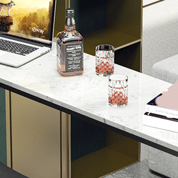 Modern Rectangle Pub Table Set 1/4 Pieces Marble Top Bar Table with Metal Stools Clearhalo 'Bar Furniture' 'furn' 'furn_home_bar_bar_sets' 'Furniture' 'Home Bars & Bar Sets' 'home_bar_bar_sets' 'Kitchen & Dining Furniture' 6106697