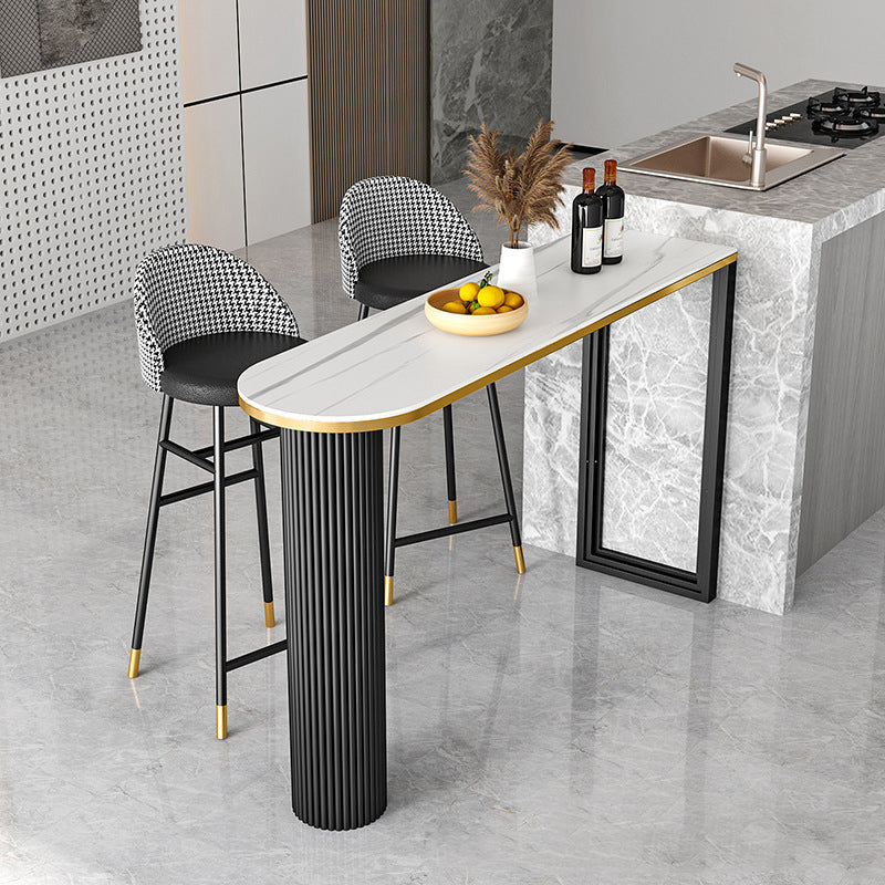 Sintered Stone Bistro Table Set 1/2/3 Pieces Modern Irregular Shape Pub Table Set 3 Pieces: 1 White Table, 2 Stools Clearhalo 'Bar Furniture' 'furn' 'furn_home_bar_bar_sets' 'Furniture' 'Home Bars & Bar Sets' 'home_bar_bar_sets' 'Kitchen & Dining Furniture' 6106770