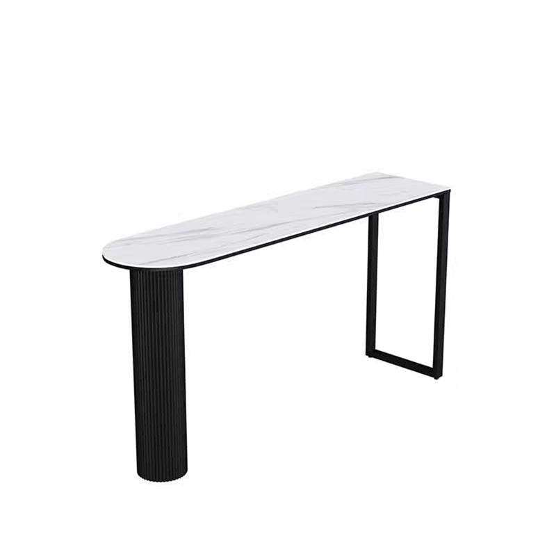 Sintered Stone Bistro Table Set 1/2/3 Pieces Modern Irregular Shape Pub Table Set White 55"L x 16"W Clearhalo 'Bar Furniture' 'furn' 'furn_home_bar_bar_sets' 'Furniture' 'Home Bars & Bar Sets' 'home_bar_bar_sets' 'Kitchen & Dining Furniture' 6106771