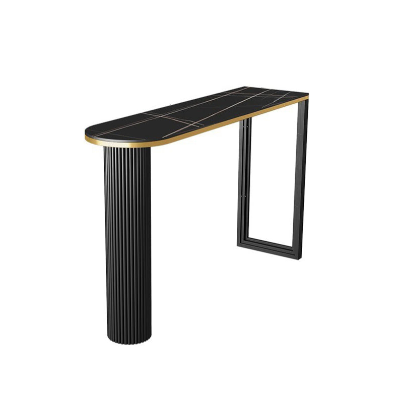 Sintered Stone Bistro Table Set 1/2/3 Pieces Modern Irregular Shape Pub Table Set Black 55"L x 16"W Clearhalo 'Bar Furniture' 'furn' 'furn_home_bar_bar_sets' 'Furniture' 'Home Bars & Bar Sets' 'home_bar_bar_sets' 'Kitchen & Dining Furniture' 6106772