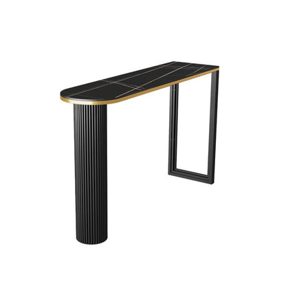 Sintered Stone Bistro Table Set 1/2/3 Pieces Modern Irregular Shape Pub Table Set Black 55"L x 16"W Clearhalo 'Bar Furniture' 'furn' 'furn_home_bar_bar_sets' 'Furniture' 'Home Bars & Bar Sets' 'home_bar_bar_sets' 'Kitchen & Dining Furniture' 6106772