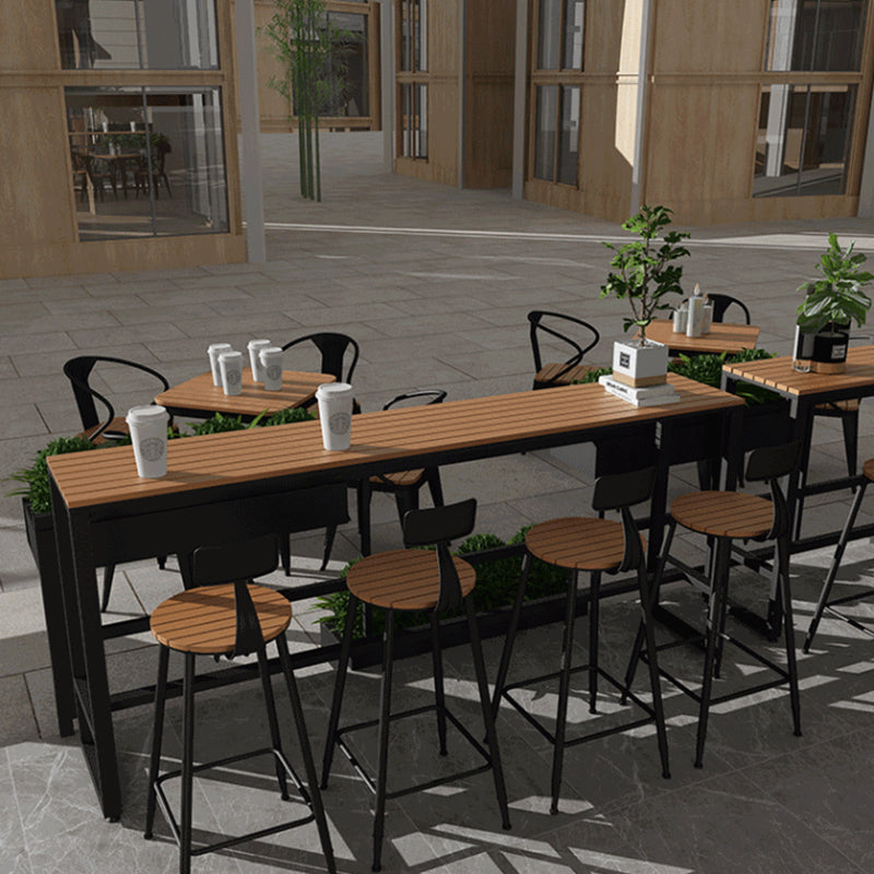 1/2/5 Pieces Modern Reclaimed Wood Bar Table Set Fixed Table Counter Table Clearhalo 'Bar Furniture' 'furn' 'furn_home_bar_bar_sets' 'Furniture' 'Home Bars & Bar Sets' 'home_bar_bar_sets' 'Kitchen & Dining Furniture' 6106809