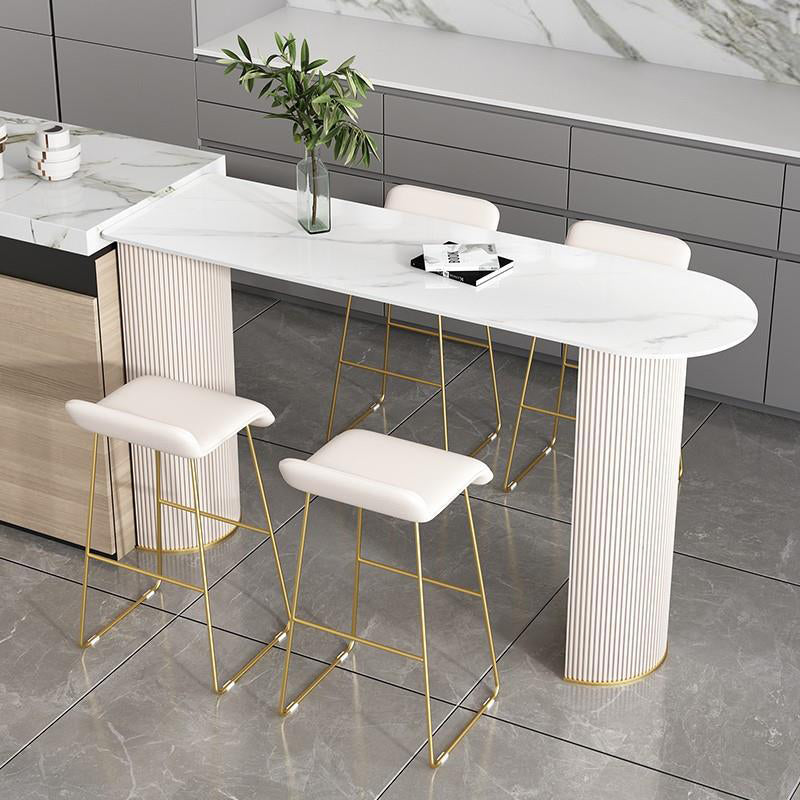 Modern 1/2/5 Pieces Metal Bar Table Set Stone Bar Table with High Stools for Kitchen Clearhalo 'Bar Furniture' 'furn' 'furn_home_bar_bar_sets' 'Furniture' 'Home Bars & Bar Sets' 'home_bar_bar_sets' 'Kitchen & Dining Furniture' 6106826