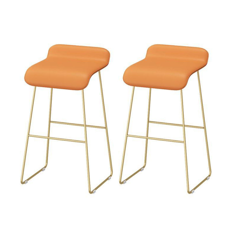 Modern 1/2/5 Pieces Metal Bar Table Set Stone Bar Table with High Stools for Kitchen Orange 30"H Stools (Set of 2) Clearhalo 'Bar Furniture' 'furn' 'furn_home_bar_bar_sets' 'Furniture' 'Home Bars & Bar Sets' 'home_bar_bar_sets' 'Kitchen & Dining Furniture' 6106832