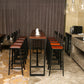 1/6/11 Pieces Pine Wood Top Bar Set with Metal Frame Industrial Rectangle Pub Set 11 Pieces: 1 Table, 5 Brown Stools, 5 Orange Stools Clearhalo 'Bar Furniture' 'furn' 'furn_home_bar_bar_sets' 'Furniture' 'Home Bars & Bar Sets' 'home_bar_bar_sets' 'Kitchen & Dining Furniture' 6106847