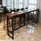 1/6/11 Pieces Pine Wood Top Bar Set with Metal Frame Industrial Rectangle Pub Set 6 Pieces: Table, 5 Brown Stools Clearhalo 'Bar Furniture' 'furn' 'furn_home_bar_bar_sets' 'Furniture' 'Home Bars & Bar Sets' 'home_bar_bar_sets' 'Kitchen & Dining Furniture' 6106852