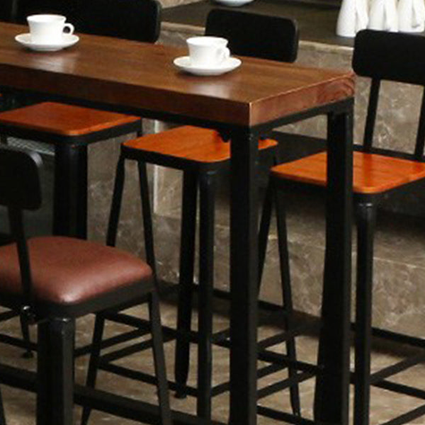 1/6/11 Pieces Pine Wood Top Bar Set with Metal Frame Industrial Rectangle Pub Set Clearhalo 'Bar Furniture' 'furn' 'furn_home_bar_bar_sets' 'Furniture' 'Home Bars & Bar Sets' 'home_bar_bar_sets' 'Kitchen & Dining Furniture' 6106857