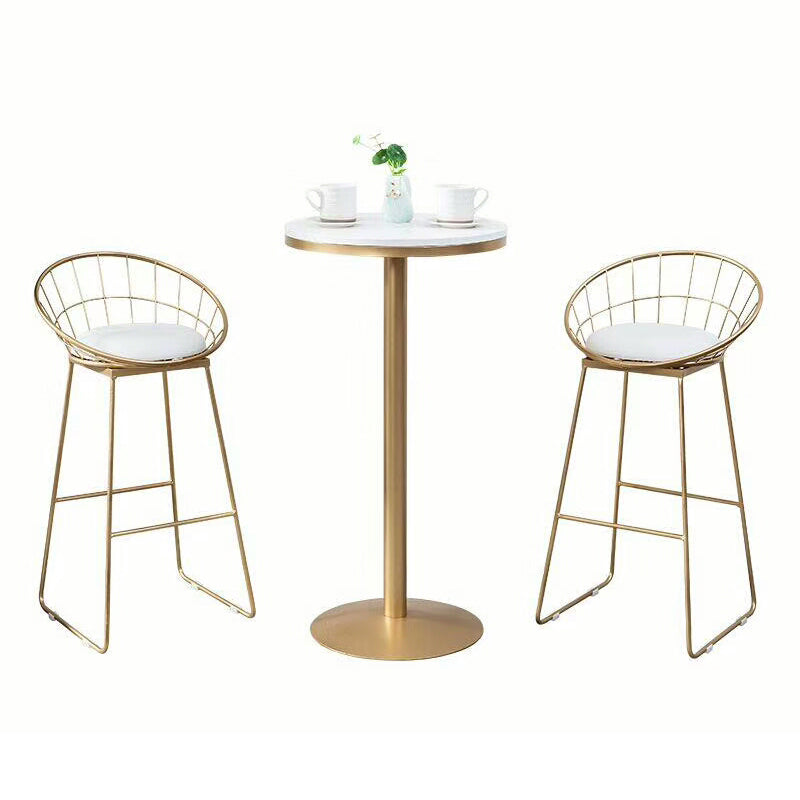 Glam Style Round Bar Table Set 1/3/5 Pieces Solid Wood Counter Table for Indoor 3 Pieces: Table, 2 Stools Clearhalo 'Bar Furniture' 'furn' 'furn_home_bar_bar_sets' 'Furniture' 'Home Bars & Bar Sets' 'home_bar_bar_sets' 'Kitchen & Dining Furniture' 6106928