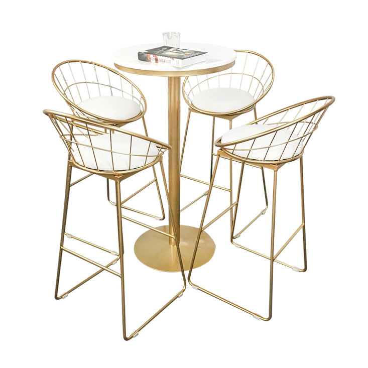 Glam Style Round Bar Table Set 1/3/5 Pieces Solid Wood Counter Table for Indoor Clearhalo 'Bar Furniture' 'furn' 'furn_home_bar_bar_sets' 'Furniture' 'Home Bars & Bar Sets' 'home_bar_bar_sets' 'Kitchen & Dining Furniture' 6106933
