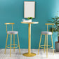 Glam Round Pub Table Set 1/2/3 Pieces Marble Top Bar Table with Metal Stools